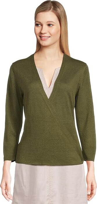 Tommy Bahama Addison Linen Rayon Cardigan Women's Clothing Palm