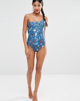 Thumbnail for your product : Moschino One shoulder Gem Print Swimsuit