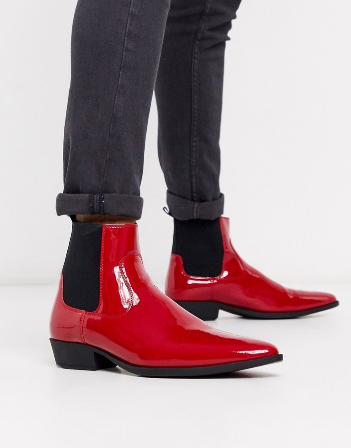 asos design stacked heel western boots