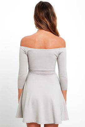 Lulus Yes to the Mesh Grey Skater Dress
