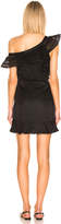 Thumbnail for your product : Self-Portrait One Shoulder Frilled Dress in Black | FWRD