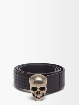 Alexander McQueen Biker Skull-print Leather Belt in Black Womens Mens Accessories Mens Belts 