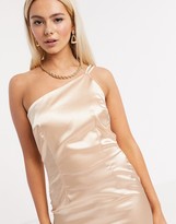 Thumbnail for your product : TFNC Bridesmaid one shoulder satin maxi dress in champagne