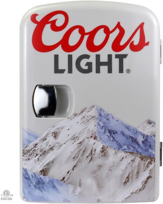 Koolatron Coors Light Portable 6 Can Thermoelectric Mini Fridge Cooler, 4 L/4.2 Quarts Capacity, 12V Dc/110V Ac, Rocky Mountain Design for home, dorm, office, car, boat, beverages, snacks, skincare