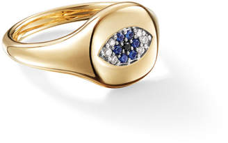 David Yurman 18k Gold Diamond Evil Eye Pinky Ring, Size 4