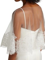 Thumbnail for your product : Amsale Alencon Lace-Trimmed Tulle Capelet
