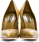 Thumbnail for your product : Dolce & Gabbana Ochre Snakeskin Pointed Pumps