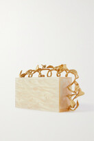 Thumbnail for your product : Cult Gaia Fana Marbled Acrylic And Gold-tone Clutch - Ivory