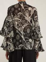 Thumbnail for your product : Chloé Dotty Flowers-print Top - Womens - Black White