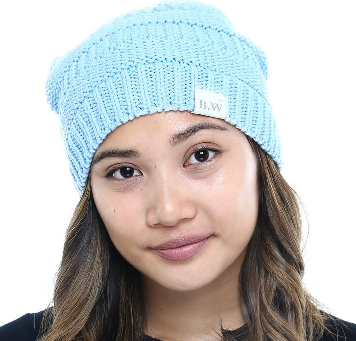 Beautifully Warm Women's Winter Hat | Slouchy Beanie Satin Lined Hat for  Women (Light Blue) - ShopStyle
