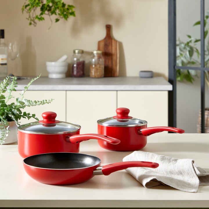 Dunelm Set of 3 Red Aluminium Cookware Red ShopStyle