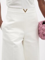 Thumbnail for your product : Valentino V-gold Cotton-blend Wide-leg Trousers - White