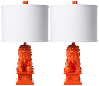 Barbara Cosgrove Set of 2 Mini Foo Dog Table Lamps - Orange