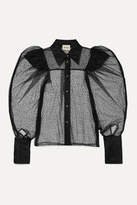 Thumbnail for your product : KHAITE Bell Glittered Flocked Tulle Shirt - Black