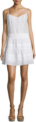 Frame Lace Pointelle-Trim Tank Dress, Blanc