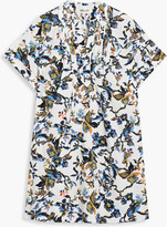 Thumbnail for your product : Diane von Furstenberg Fiona pintucked floral-print cotton-poplin mini shirt dress