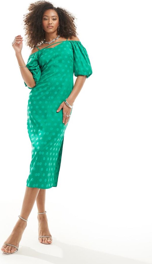 Satin Midi Dress Next Green Spot Dress Buy Sosandar Green Scarf
