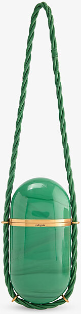 Cult Gaia Womens Deep Basil Amulet Acrylic Clutch