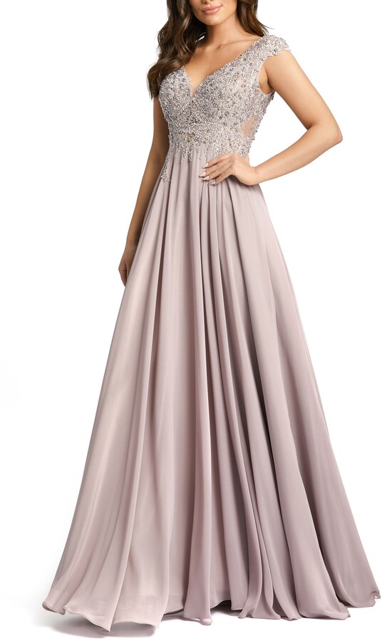 Mac Duggal Sequin Empire Waist Pleated Gown ShopStyle Evening Dresses