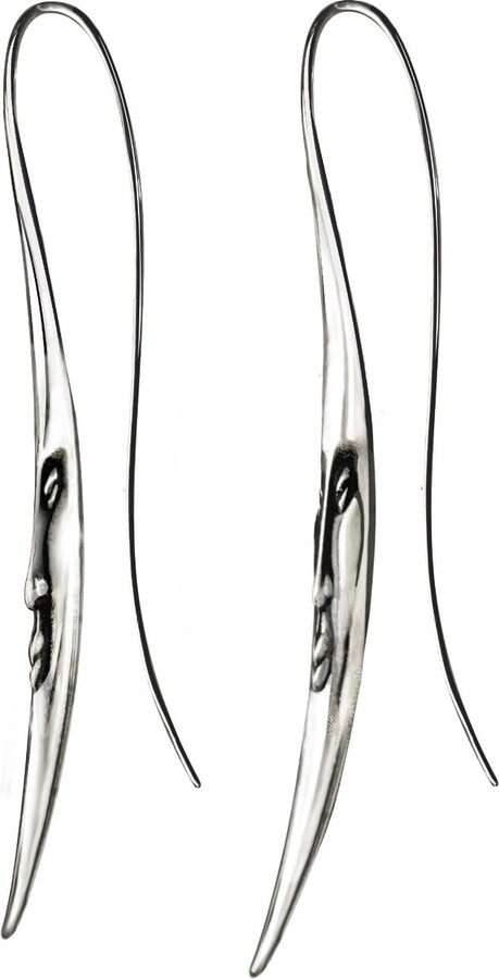 Perry Gargano Crescent Moon Face Earrings - Long - Celestial Sterling Silver