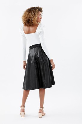 Coast Faux Leather Belted Midi Skirt
