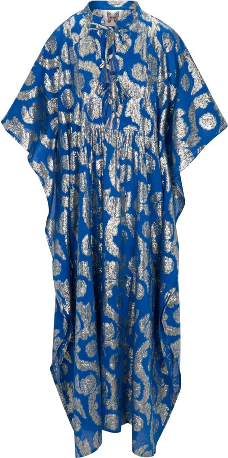 Gold / Blue Palm Springs Caftan Maxi Dress - Ocean Blue