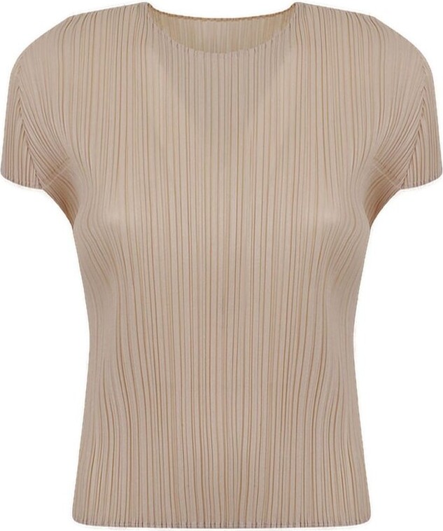 Pleats Please Issey Miyake Short Sleeve Crewneck Pleated Top