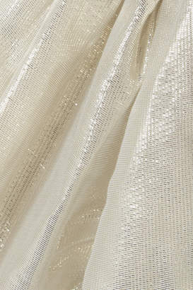 Lisa Marie Fernandez Pouf Cropped Tie-front Cotton-blend Lamé Top - Gold