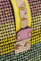 Thumbnail for your product : Valentino Lock small Swarovski crystal-embellished leather shoulder bag