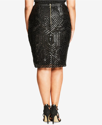 City Chic Trendy Plus Size Sequined Pencil Skirt