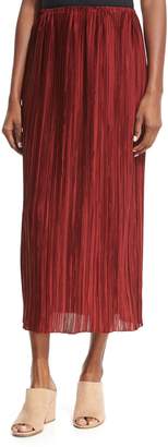 The Row Juri Pleated Silk Midi Skirt, Dark Red