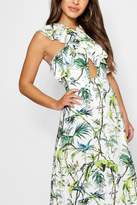 Thumbnail for your product : boohoo Petite Cross Front Tropical Print Maxi Dress