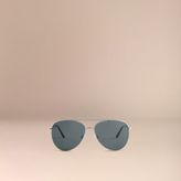 Thumbnail for your product : Burberry Check Arm Pilot Sunglasses