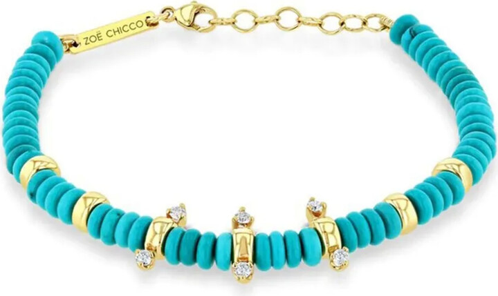 Zoë Chicco 14kt Yellow Gold Beaded Turquoise Bracelet