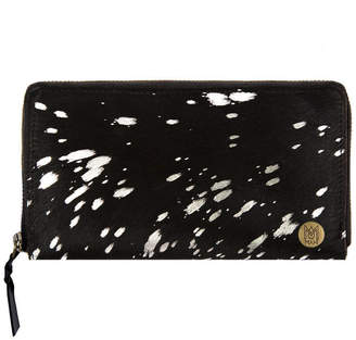 MAHI Leather Ladies Pony Hair Leather Purse In Black And Silver