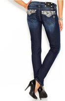 Thumbnail for your product : Miss Me Rhinestone Flap-Pocket Skinny Jeans, Dark Blue Wash