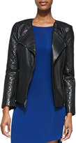 Thumbnail for your product : DKNY Lambskin Leather Zip-Front Moto Jacket