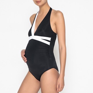 La Redoute Collections Maternity Contrast Trim Halterneck Swimsuit
