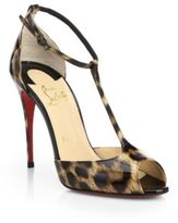 Thumbnail for your product : Christian Louboutin Senora Leopard Print Patent Leather T-Strap Pumps