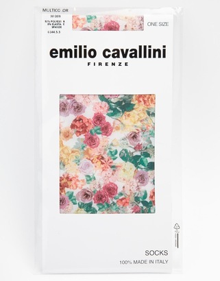 Emilio Cavallini Printed Multicolour Roses Ankle Socks