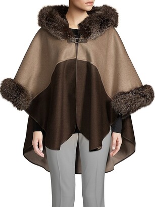 Wolfie Fur Made For Generations™ Two-Tone Fox Fur-Trim Hooded Cape -  ShopStyle