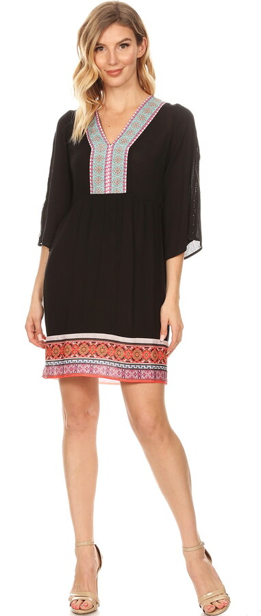 White Mark Fashion White Mark Women’s Embroidered Tunic Dress