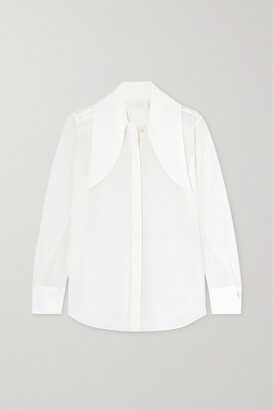 Chloé - Tie-detailed Silk Crepe De Chine Shirt - Off-white
