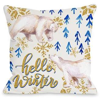 One Bella Casa Hello Winter Sparkle - Ivory Multi 18x18 Pillow by OBC