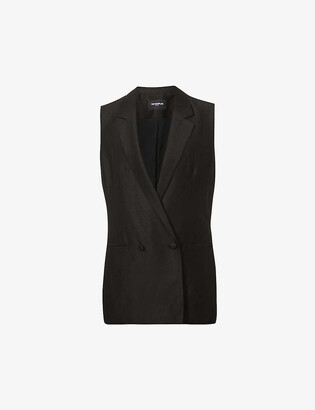 The Kooples Double-breasted oversized linen-blend waistcoat