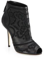 Thumbnail for your product : Dolce & Gabbana Leather Lasercut Peep-Toe Booties