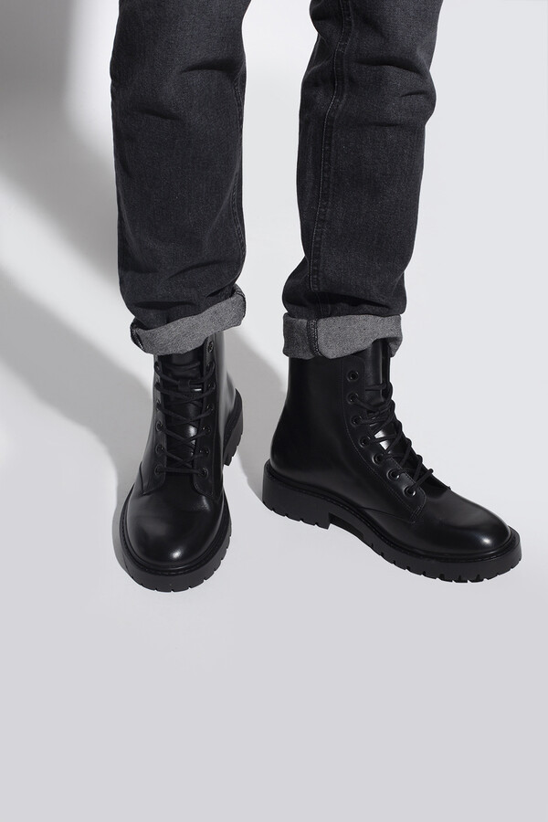 Kenzo 'Pike' Leather Ankle Boots Men's Black - ShopStyle
