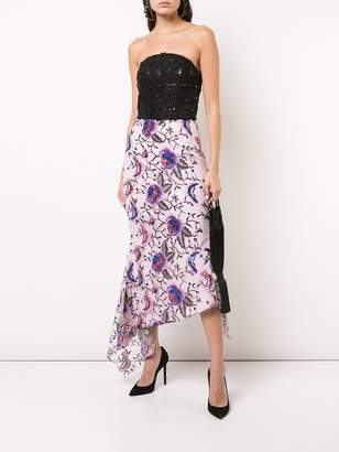 Christian Siriano embroidered floral strapless dress