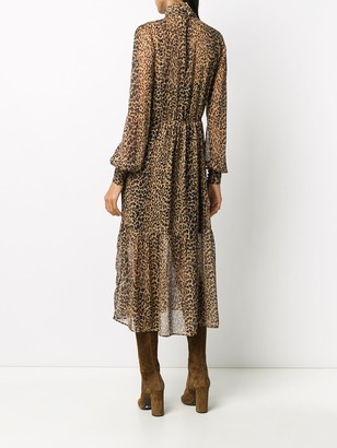 Saint Laurent Leopard Print Silk Sheer Dress