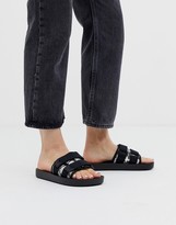 Thumbnail for your product : Bershka snake print flat sandals with strap detailing in multi